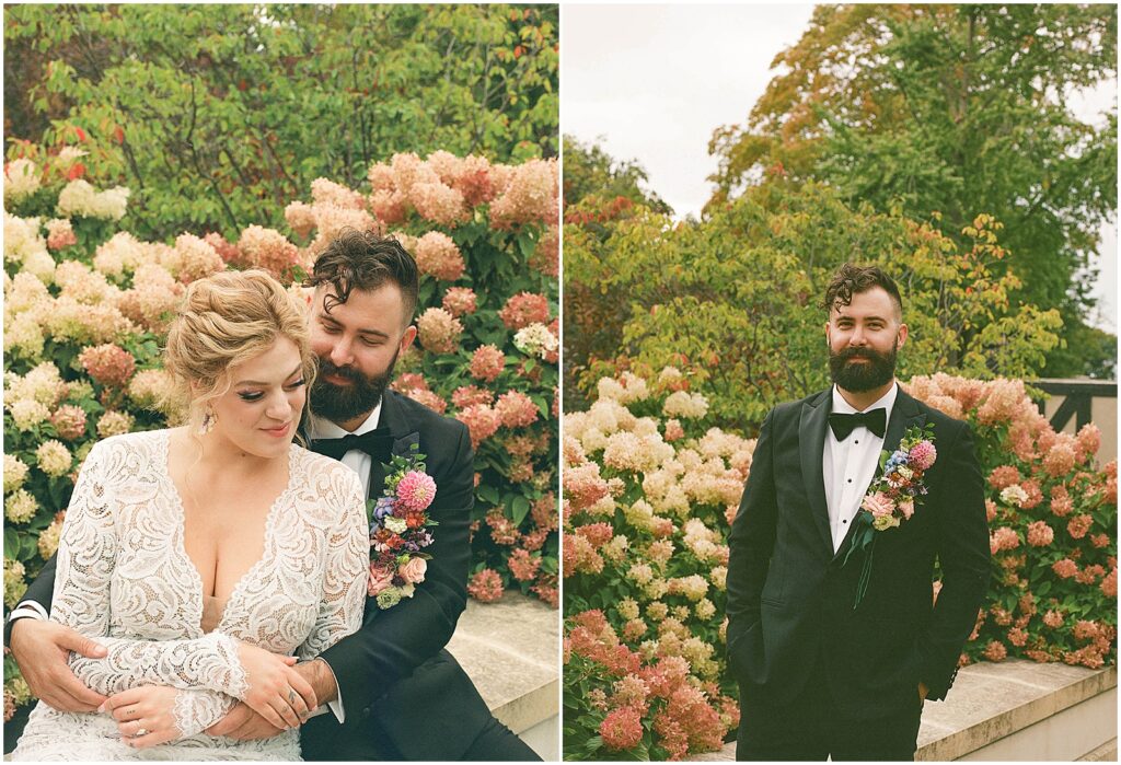 A groom poses for a Milwaukee wedding photographer.