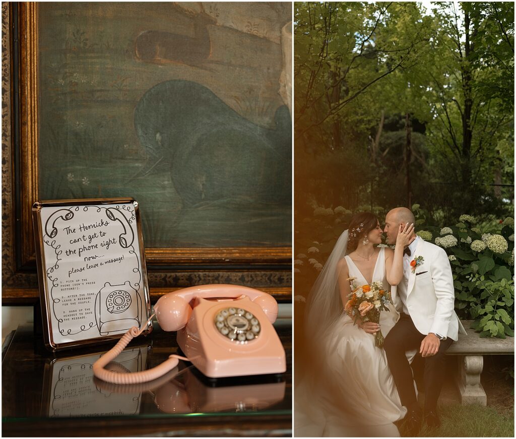 An audio guestbook sits on an end table inside Villa Terrace Milwaukee.