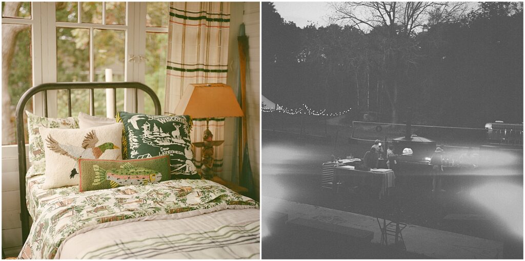 Vintage decor decorates a cabin at Camp Wandawega.